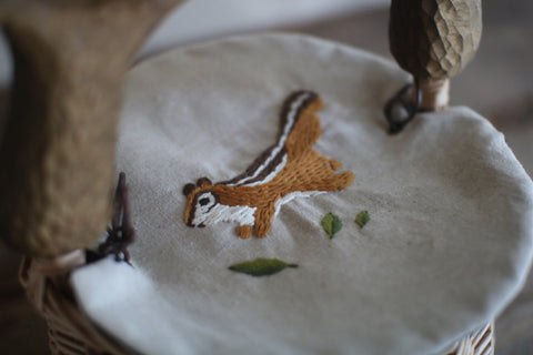 Squirrel Basket with Embroidery - sold out