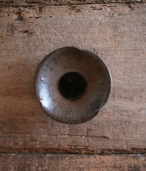 Brown Flower-Shaped Rinka Plate (14cm)