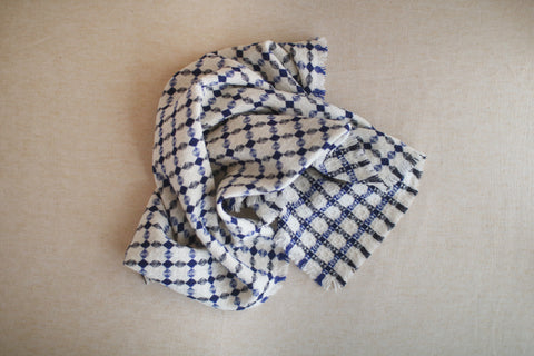 Woven Wool Square Cloth/Scarf {Ohajiki - Blue}