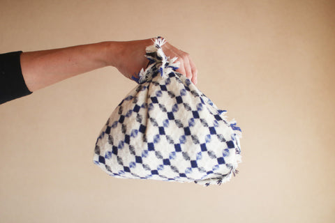 Woven Wool Square Cloth/Scarf {Ohajiki - Blue}