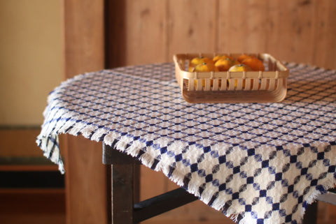 Woven Wool Square Cloth/Scarf {Ohajiki - Blue}