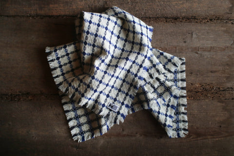 Woven Wool Square Cloth/Scarf {Ohajiki - Blue}
