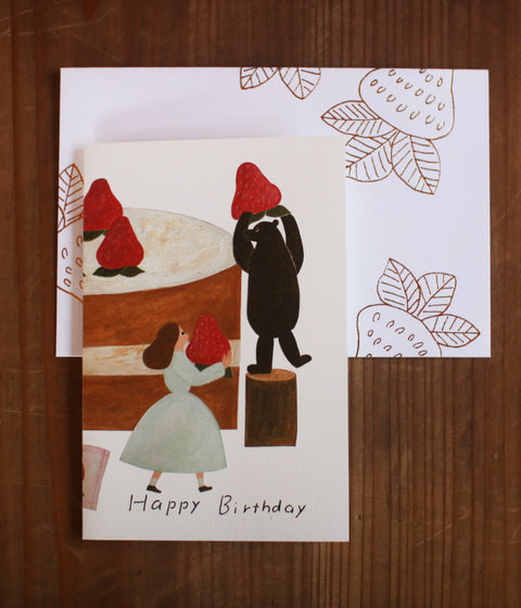 Strawberry Cake Embossed Birthday Card