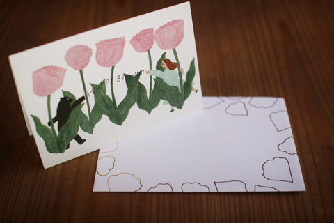 Tulips Embossed Birthday Card