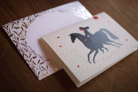 Horse Embossed Greeting Card (Congratulations)