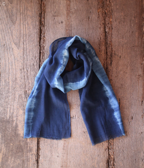 Aizome + Kakishibu Natural Indigo Dyed Cotton Gauze Scarf