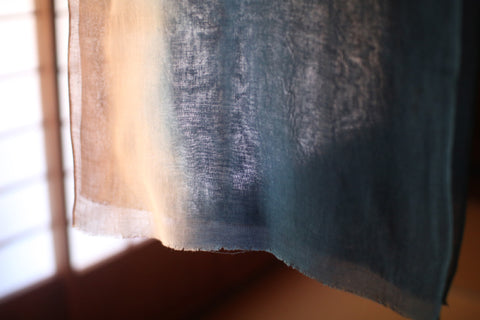 Aizome + Kakishibu Natural Indigo Dyed Cotton Gauze Scarf