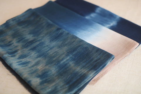 Aizome + Kakishibu Natural Indigo Dyed Cotton Gauze Scarf