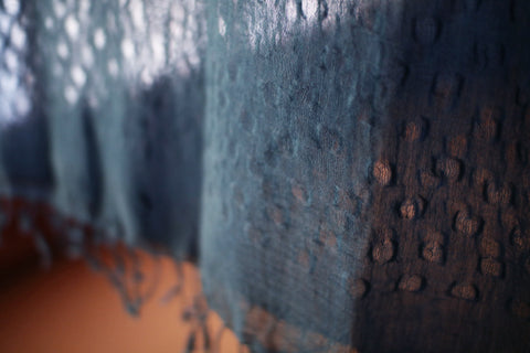 Silk–Cotton Scarf with Naturally Fermented Indigo Dye