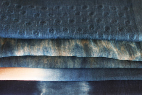 Aizome + Kakishibu Natural Indigo Dyed Cotton Gauze Scarf