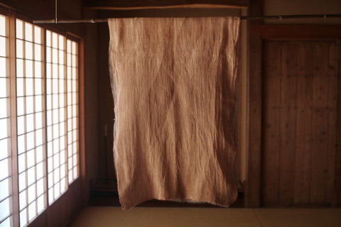 Persimmon Tannin Kakishibu Dyed Large Cotton Linen Scarf