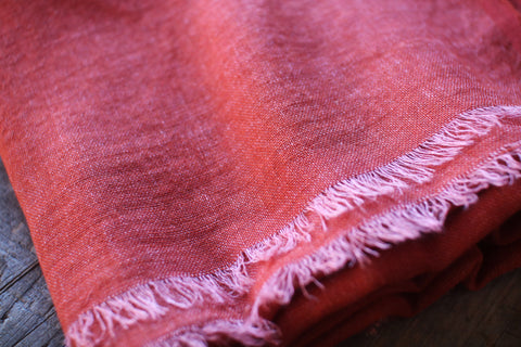 Botanically Dyed Wool Linen Scarf {Akane / Madder}