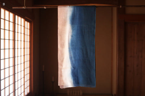 Aizome + Kakishibu Natural Indigo Dyed Cotton Gauze Scarf