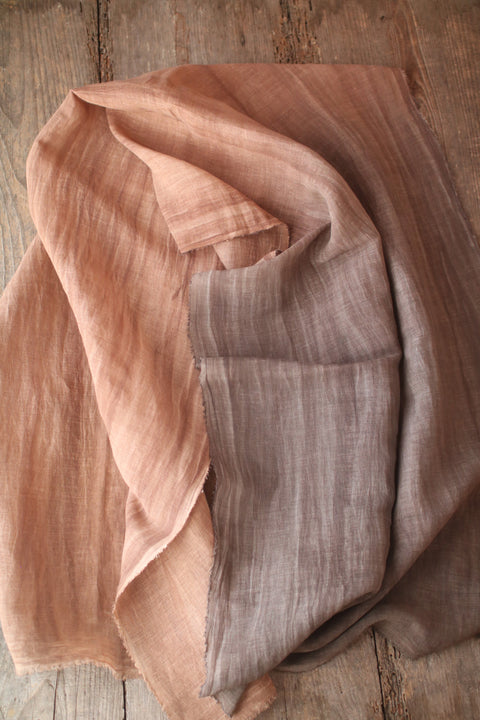 Persimmon Tannin Kakishibu Dyed Large Cotton Linen Scarf