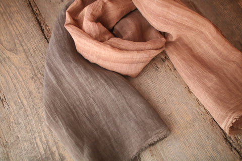 Persimmon Tannin Kakishibu Dyed Large Cotton Linen Scarf