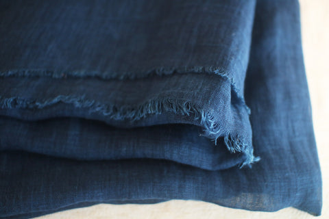 Linen Scarf with Naturally Fermented Indigo Dye