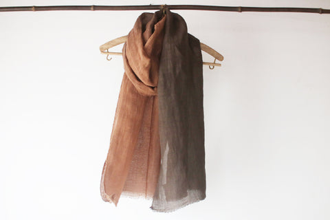 Persimmon Tannin Kakishibu Dyed Large Cotton Linen Scarf