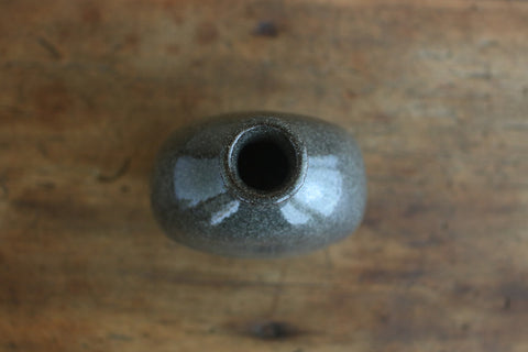 Flat Round Dark Grey Vase