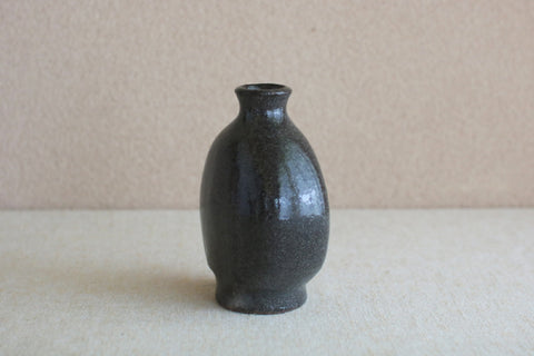 Flat Round Dark Grey Vase