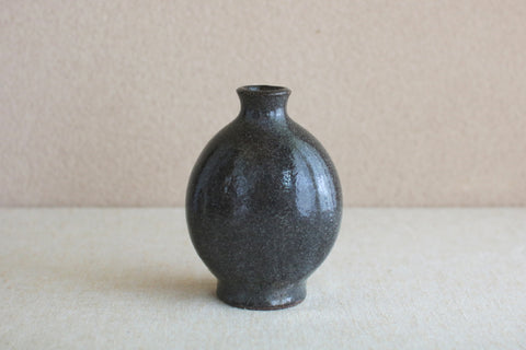 Flat Round Dark Grey Vase