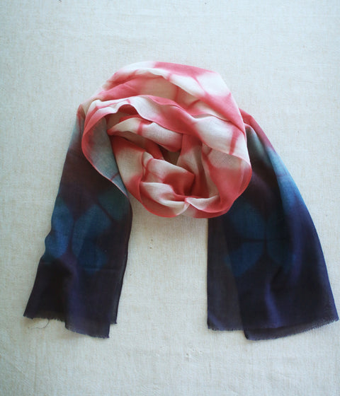 Aizome & Madder Naturally Dyed Cotton Gauze Scarf {Kaleidoscope}