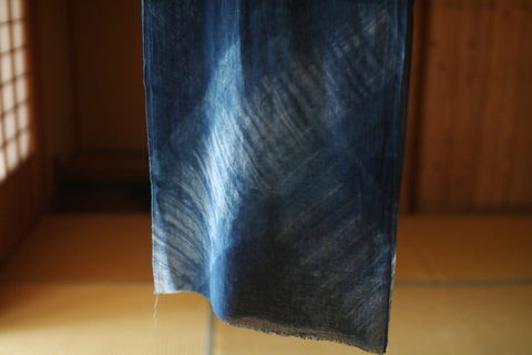 Aizome Natural Indigo Dyed Cotton Gauze Scarf {Contrail}