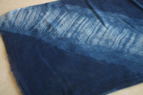 Aizome Natural Indigo Dyed Cotton Gauze Scarf {Contrail}