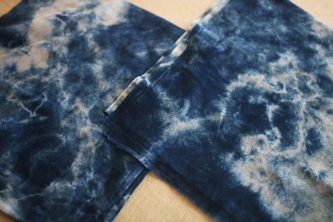 Aizome Natural Indigo Dyed Cotton Gauze Scarf {Cloud}
