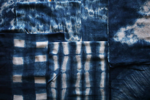 Aizome Natural Indigo Dyed Cotton Gauze Scarf {Contrail}