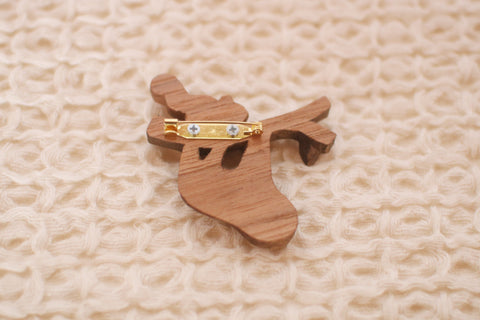 KIYATA Hand-Carved Sloth & Squirrel Brooch