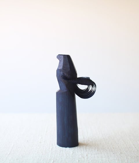 Sasano Ittobori Carved Wood Hawk {Aizome Blue}