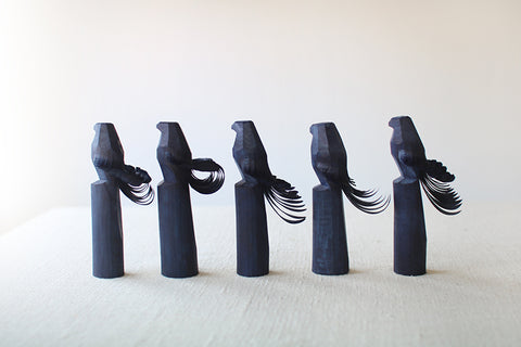 Sasano Ittobori Carved Wood Hawk {Aizome Blue}