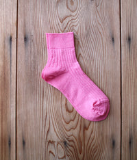 Linen Fine Knit Rib Short Socks