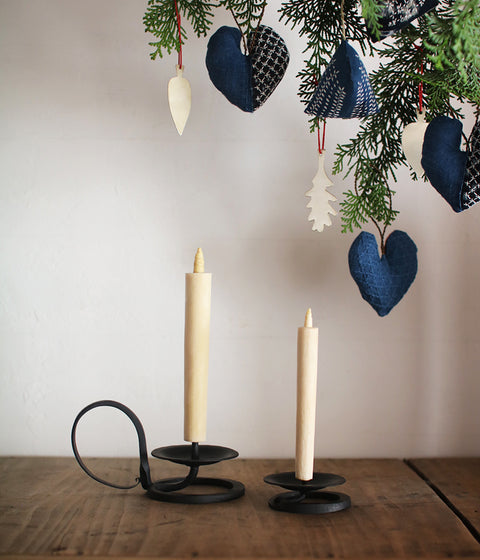 Hand-forged Iron Candle Holder with Round Handle (For candle size #7-10)