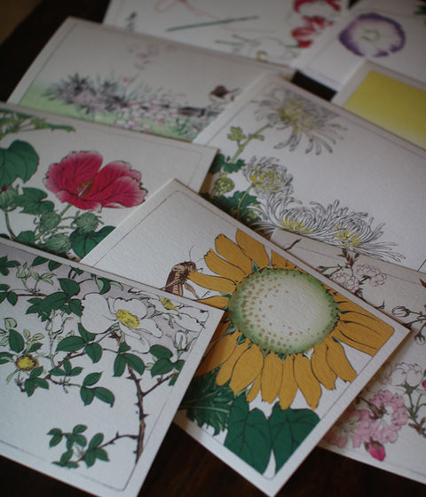Shibata Zeshin "Hana-Kurabe" Post Card Set