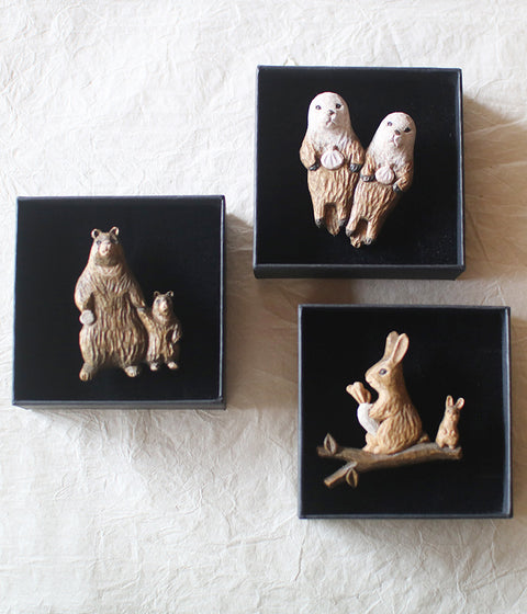 KIYATA Hand-Carved Bear Brooch