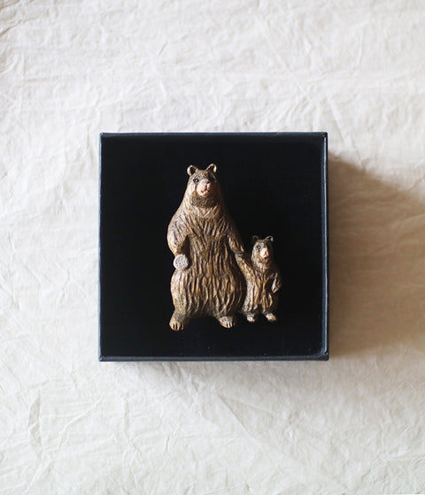 KIYATA Hand-Carved Bear Brooch