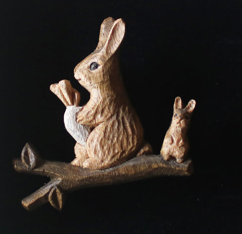 Hand-Carved Rabbit Brooch - sold out
