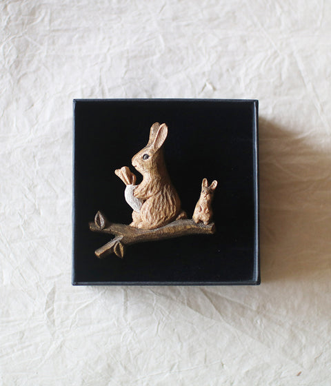 Hand-Carved Rabbit Brooch - sold out