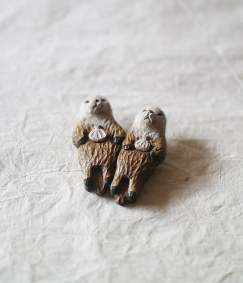 Hand-Carved Sea Otter Brooch - sold out