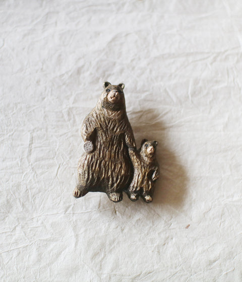 KIYATA Hand-Carved Bear Brooch