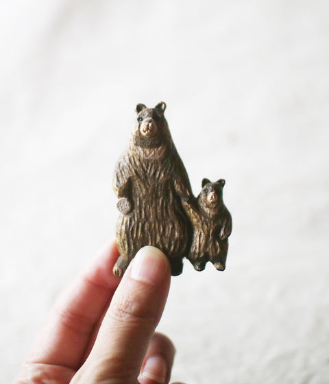KIYATA Hand-Carved Bear Brooch