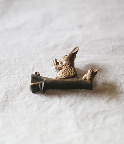 Hand-Carved Rabbit Brooch - sold out