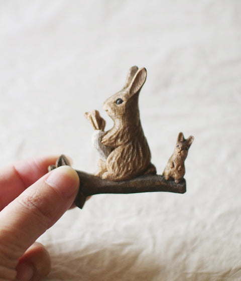 Hand-Carved Rabbit Brooch - sold out