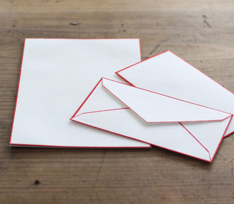 Woodblock Print Bordered Letter Set {Red}
