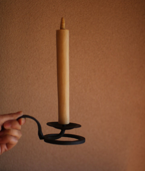 Hand-forged Iron Candle Holder with Handle (For candle size #7-10)