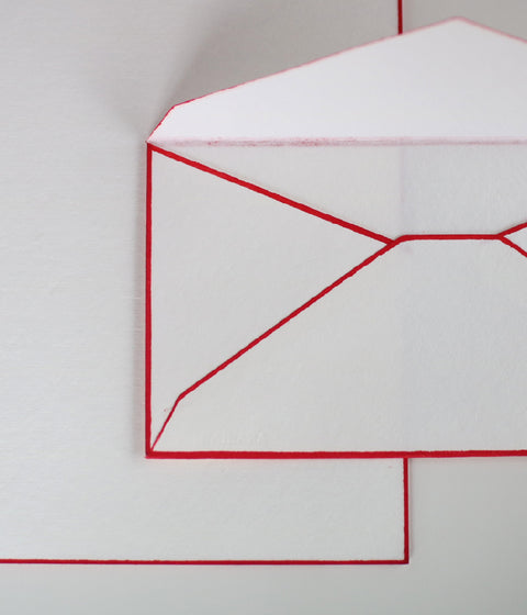 Woodblock Print Bordered Letter Set {Red}