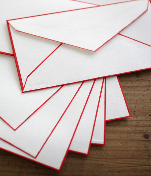 Woodblock Print Bordered Letter Set {Red}