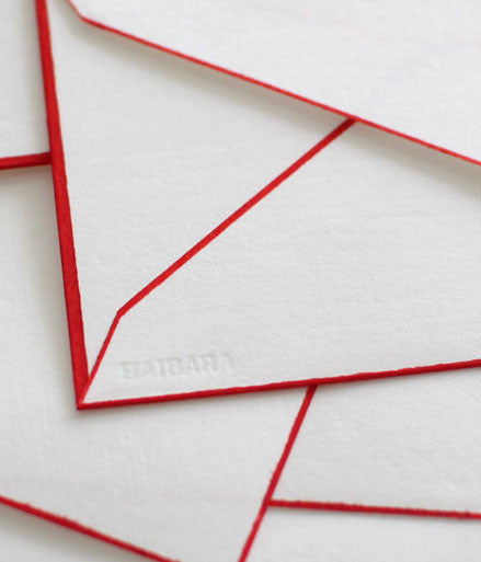 Woodblock Print Bordered Letter Set {Red}