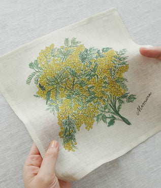 Mini Linen Floral Design Handkerchiefs